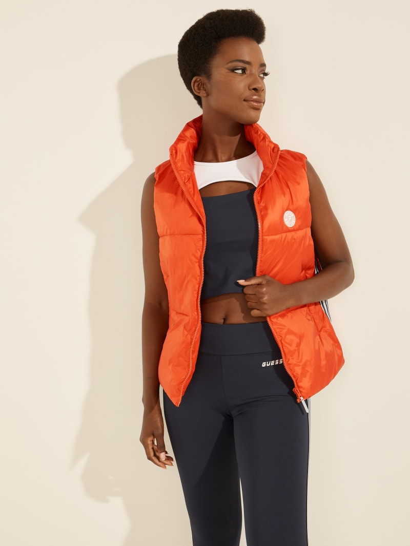 Guess Amanda Puffer Vest Women's Jackets Orange | 0863-PRZNS