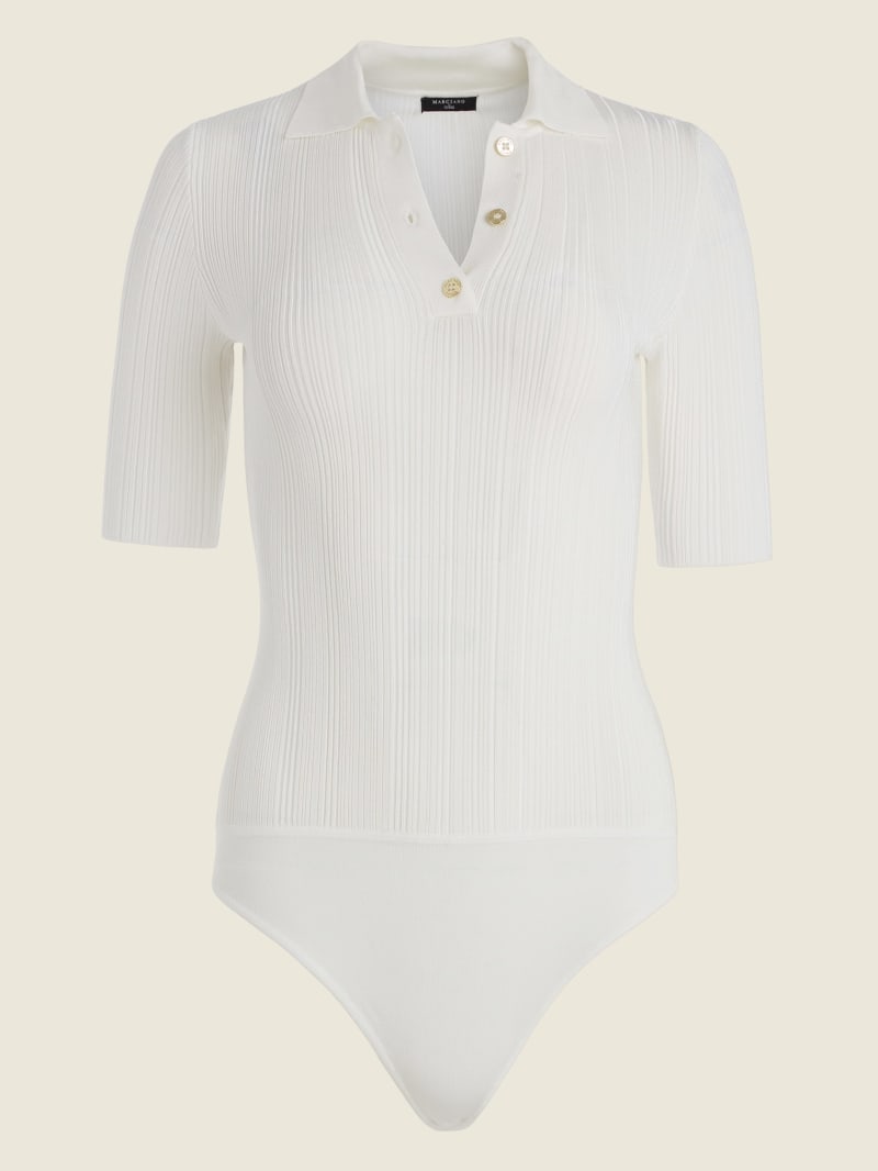 Guess Angele Ribbed Bodysuit Women's Tops White | 5632-PFECK