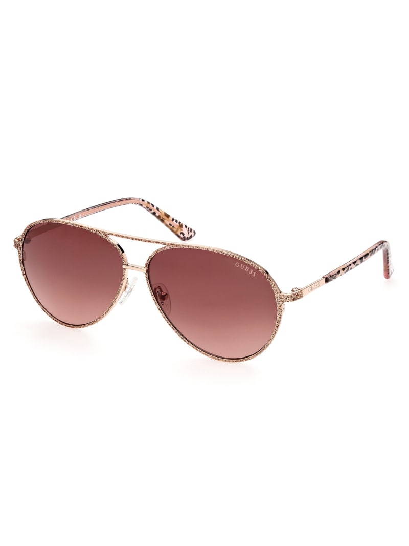 Guess Animal Print Aviator Women's Sunglasses Rose | 0195-FXLWG