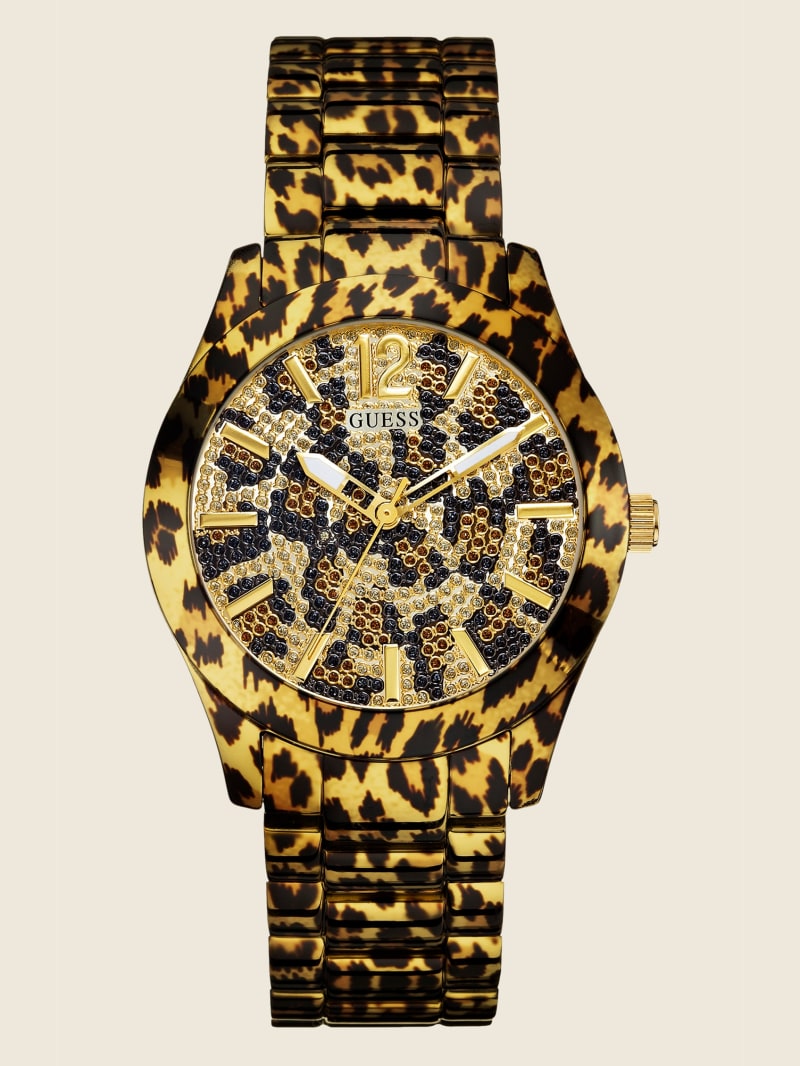 Guess Animal Print Gold-Tone Women\'s Watches Multicolor | 0916-EZOLV