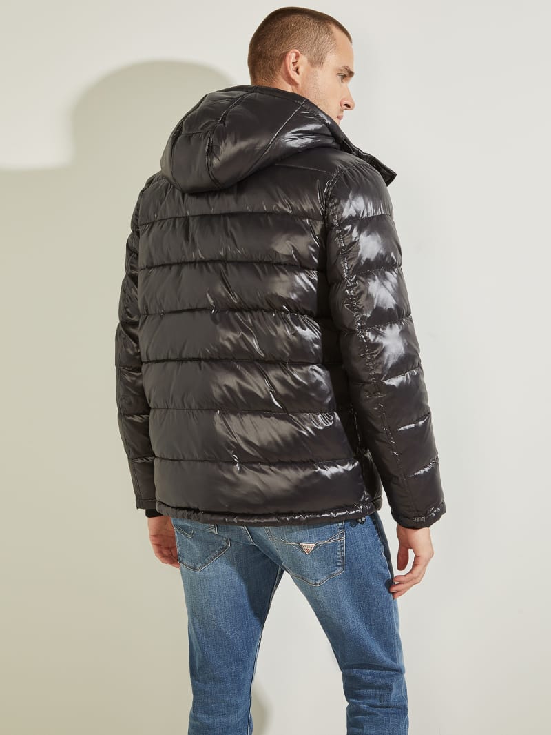 Guess Anthony Logo Puffer Men's Jackets Black | 3645-YHMXK