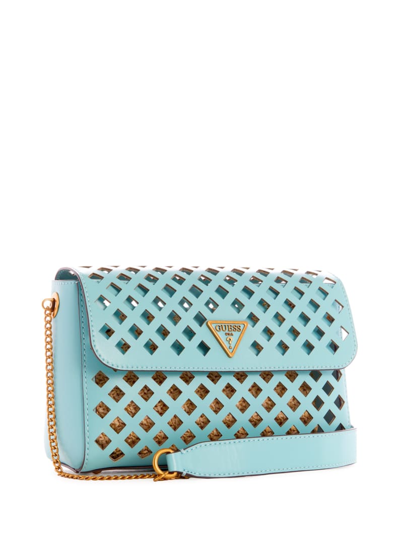 Guess Aqua Perforated Flap Women's Crossbody Bags Turquoise | 2439-EUGQV