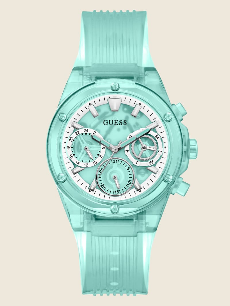 Guess Aqua Transparent Multifunction Women\'s Watches Turquoise | 0571-YEKQP