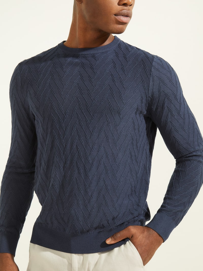 Guess Arrow Stitch Crewneck Men's Sweaters Blue | 8976-TDBEG