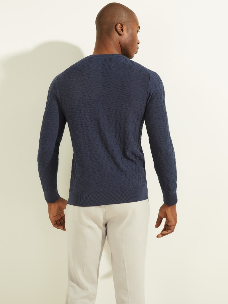 Guess Arrow Stitch Crewneck Men's Sweaters Blue | 8976-TDBEG