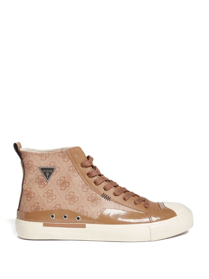 Guess Aviano High-Top Logo Men's Sneakers Brown | 8902-KPAZF