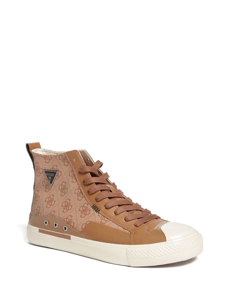 Guess Aviano High-Top Logo Men\'s Sneakers Brown | 8902-KPAZF