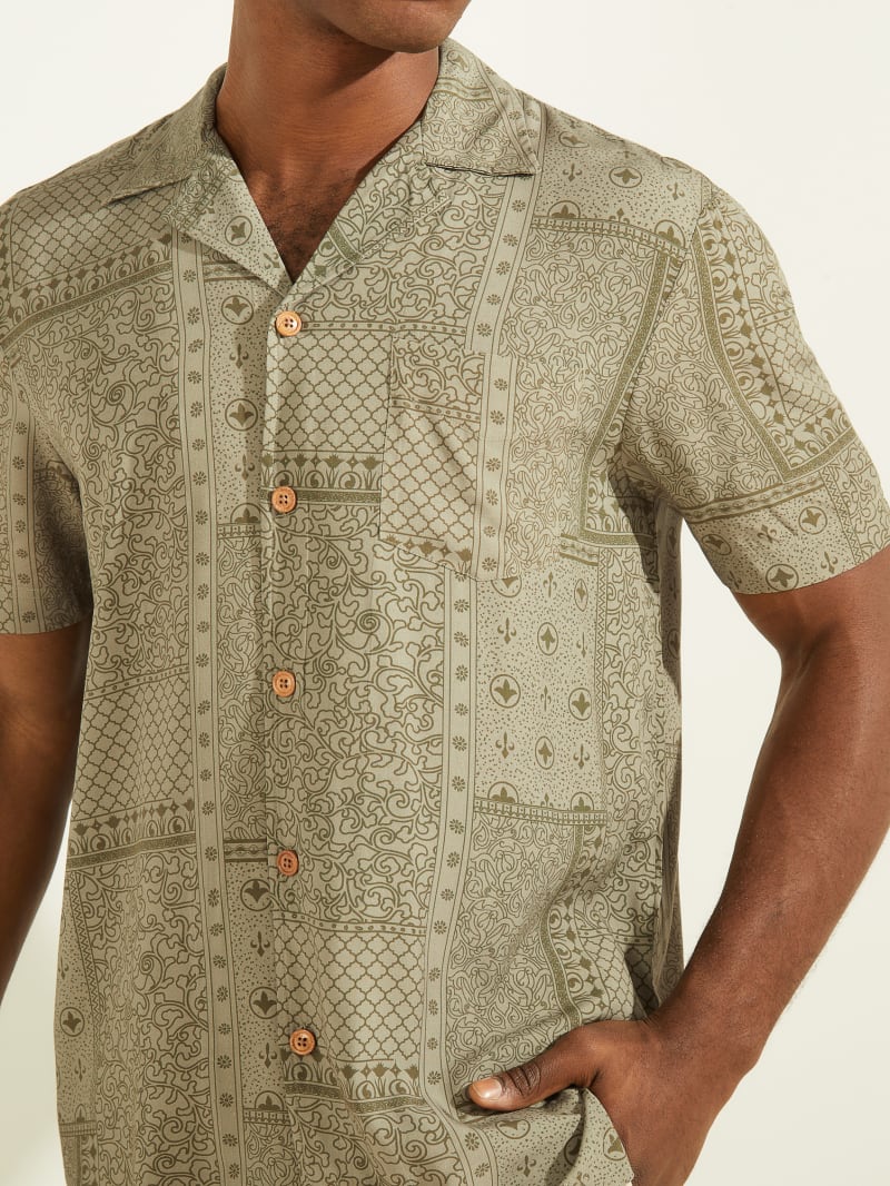 Guess Bowling Men's Shirts Green | 6580-TLAHG