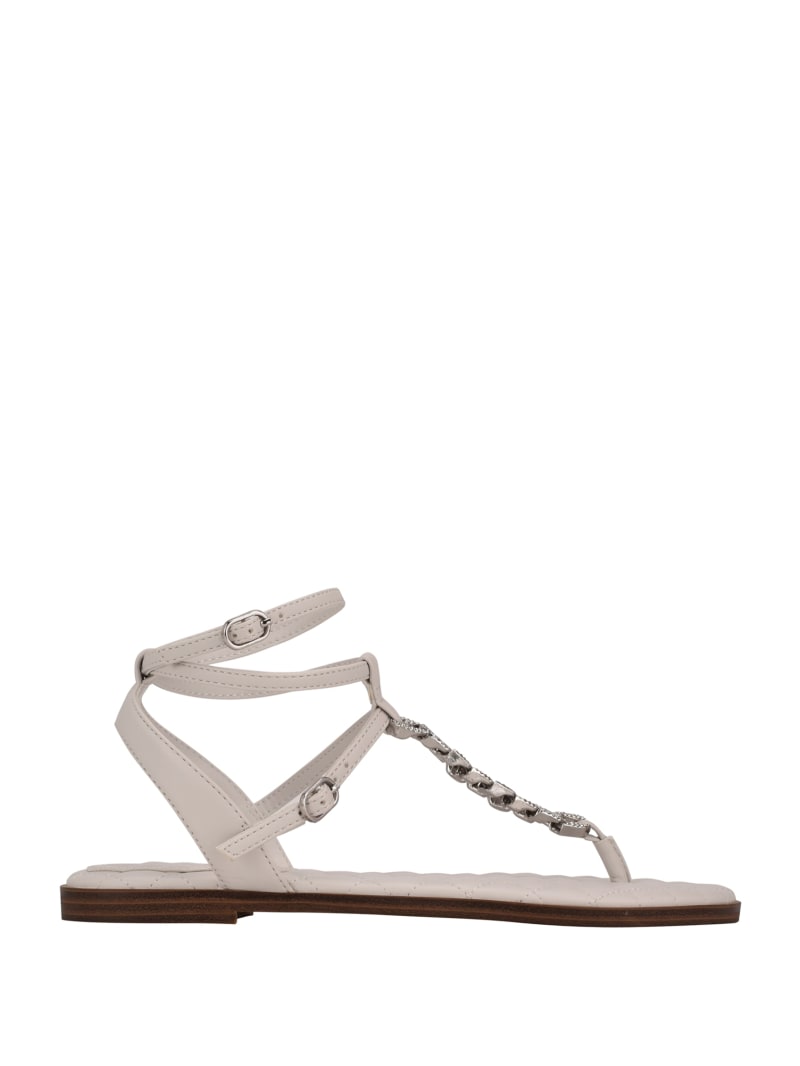 Guess Brighti Chain T-Strap Women's Sandals Grey | 0184-MBCGY