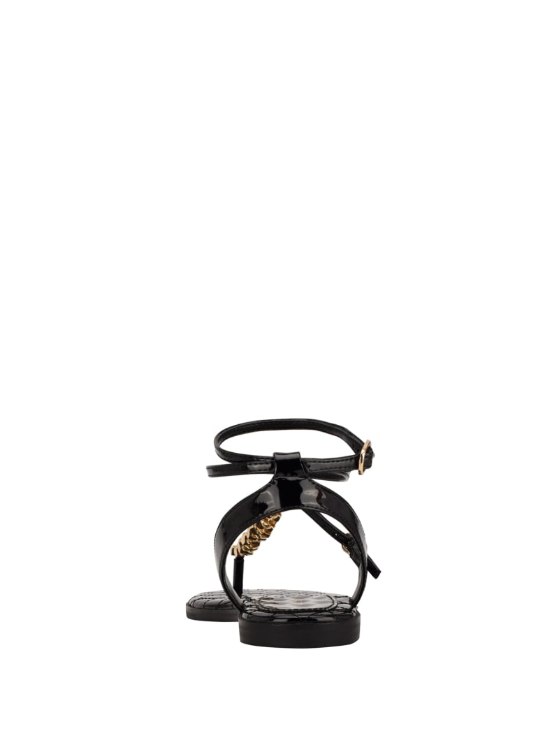 Guess Brighti Chain T-Strap Women's Sandals Black | 2467-DZKPH