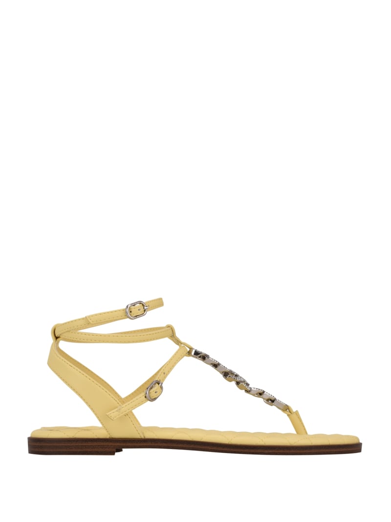 Guess Brighti Chain T-Strap Women's Sandals Yellow | 3160-ZMWSE