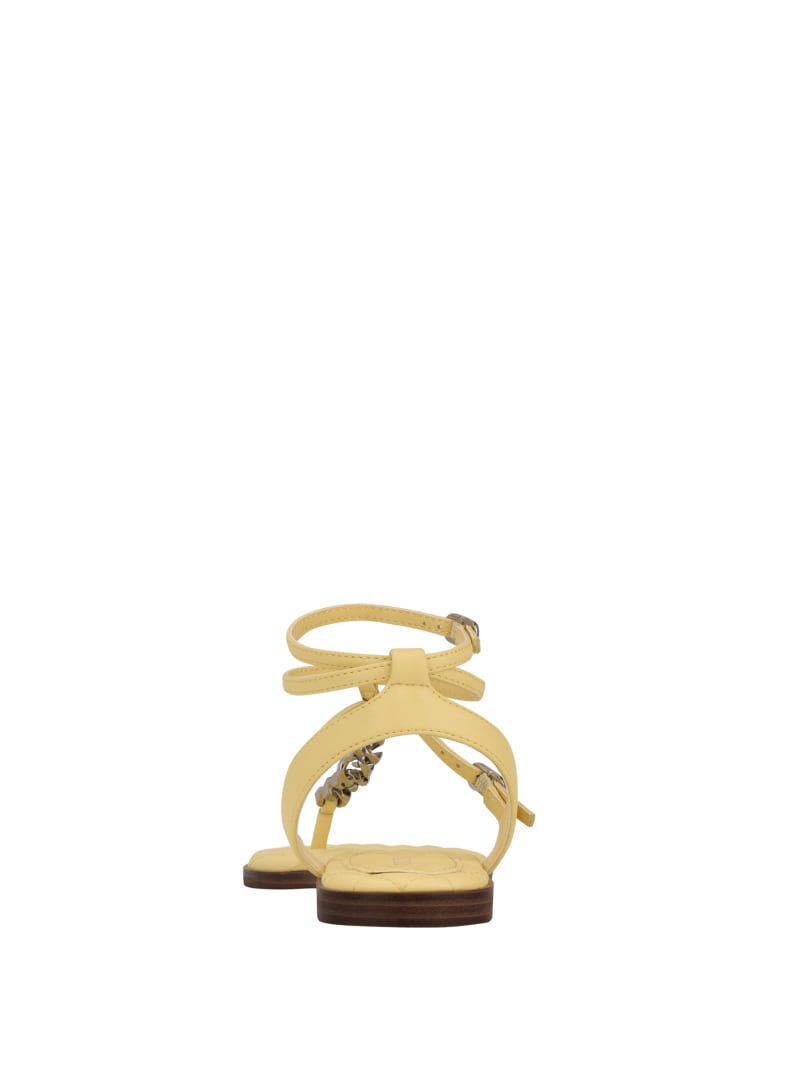 Guess Brighti Chain T-Strap Women's Sandals Yellow | 3160-ZMWSE