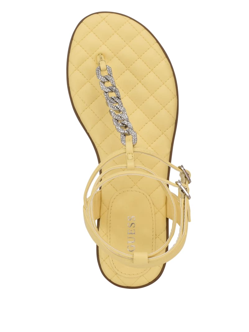 Guess Brighti Chain T-Strap Women's Sandals Yellow | 3160-ZMWSE