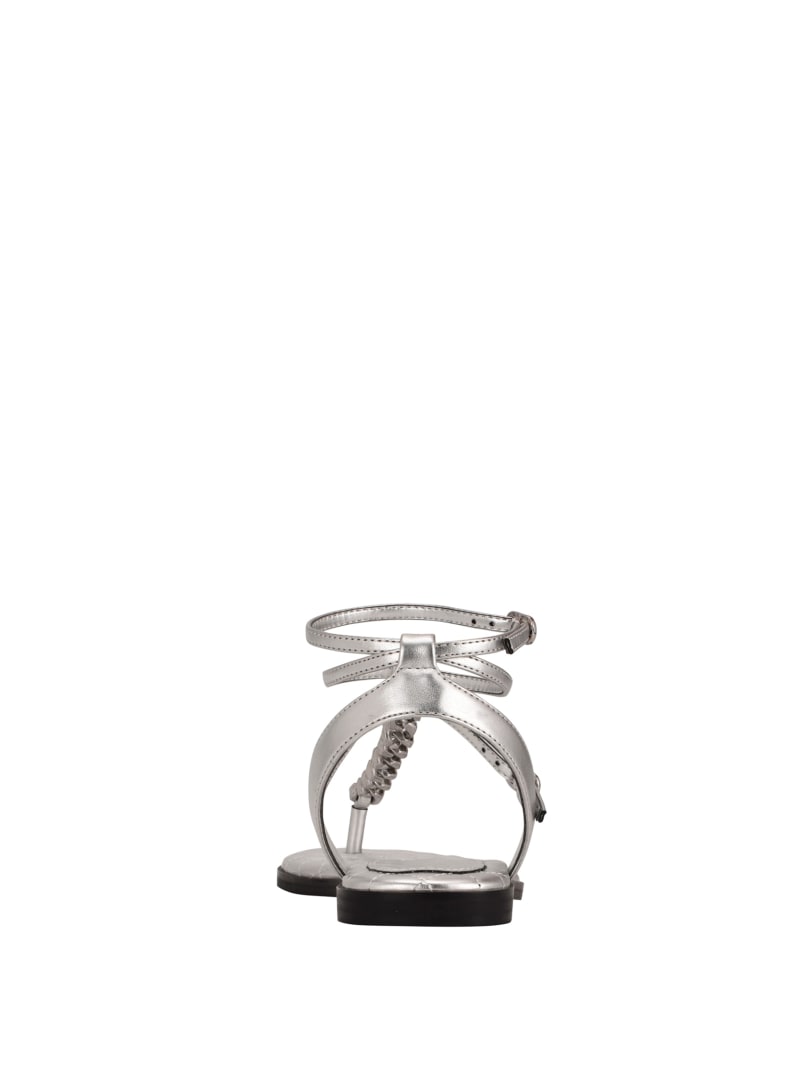 Guess Brighti Chain T-Strap Women's Sandals Silver | 6390-LIUDX