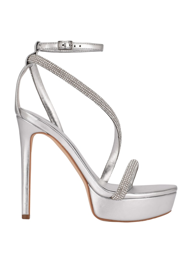 Guess Casidee Rhinestone Platform Women's Heels Silver | 6819-LBKTM