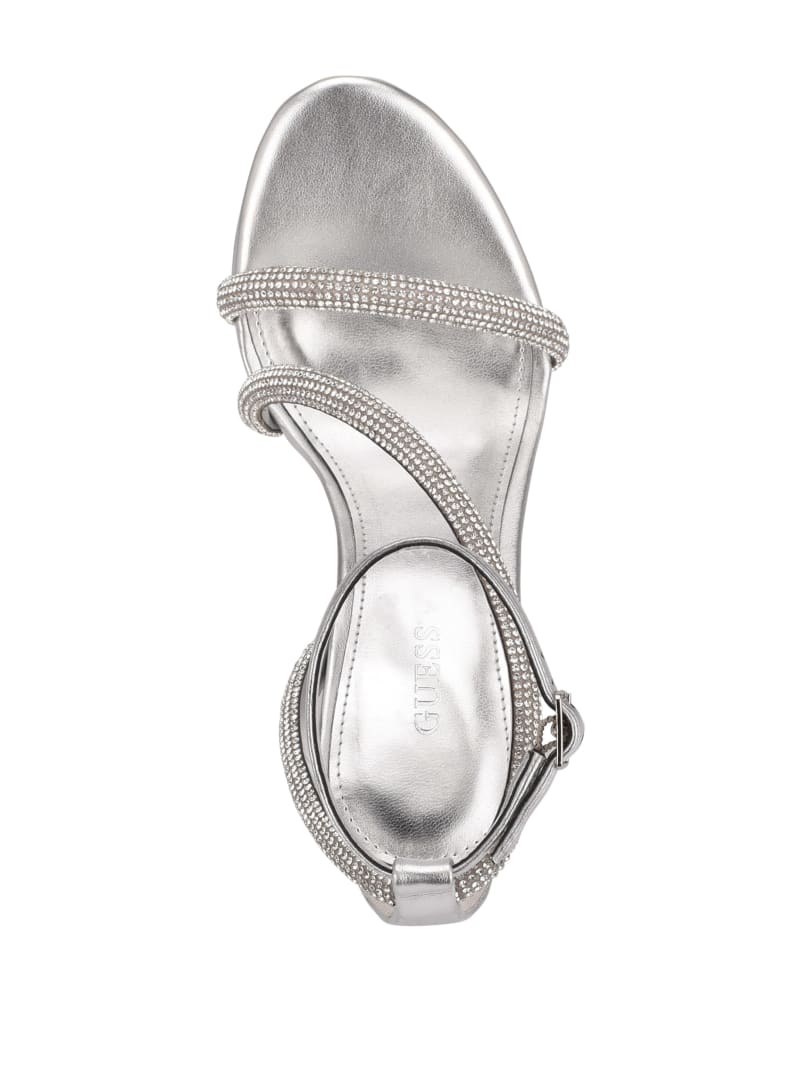 Guess Casidee Rhinestone Platform Women's Heels Silver | 6819-LBKTM