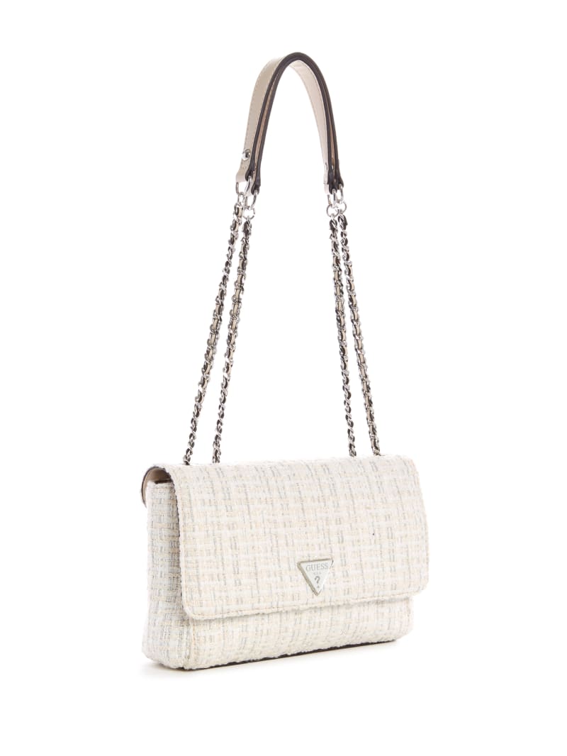 Guess Cessily Convertible Tweed Women's Crossbody Bags White | 6478-NAYFT