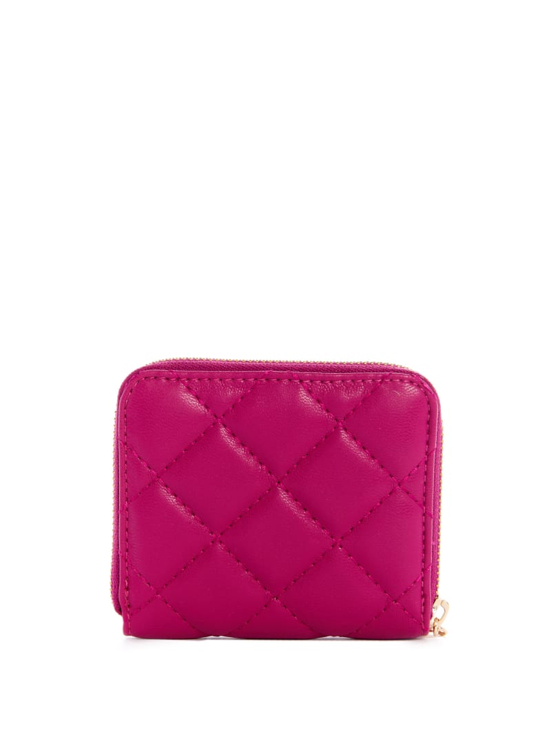 Guess Cessily Quilted Small Zip-Around Women's Satchel Bags Fuchsia | 1635-KMQSZ