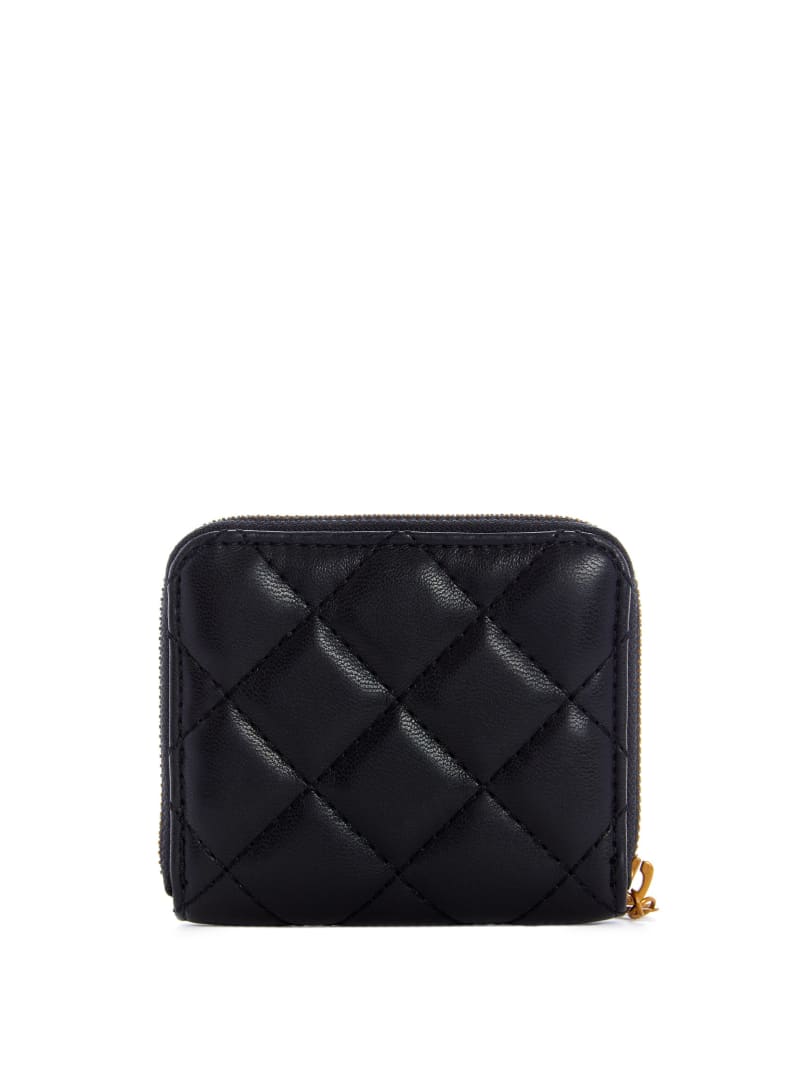 Guess Cessily Quilted Small Zip-Around Women's Wallets Black | 2586-WCIJA