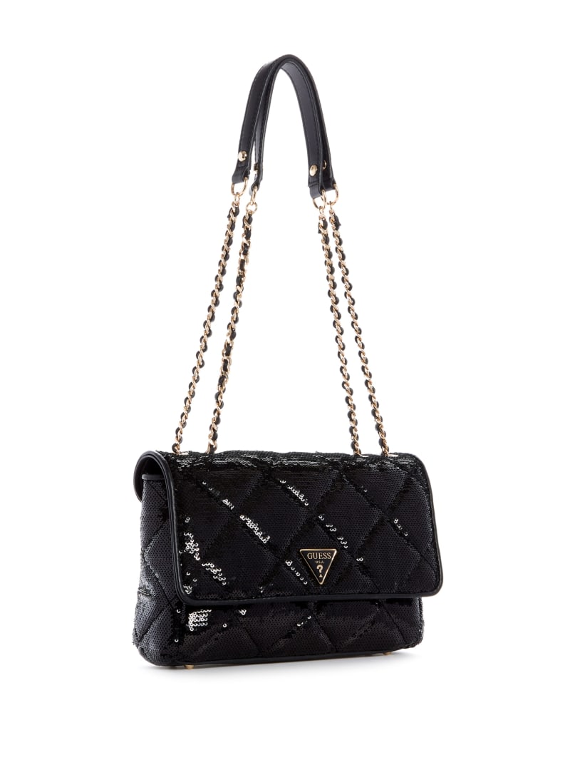 Guess Cessily Sequins Convertible Women's Crossbody Bags Black | 0254-IZGRT