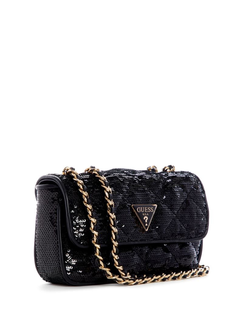 Guess Cessily Sequins Convertible Women's Mini Bag Black | 5106-ZUNMH