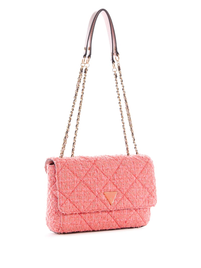 Guess Cessily Tweed Convertible Women's Crossbody Bags Coral | 2576-XVJWR