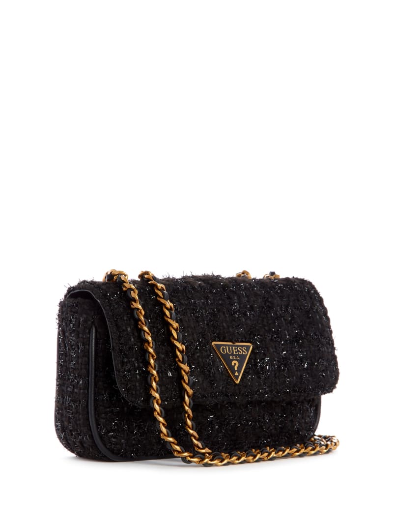 Guess Cessily Tweed Convertible Women's Mini Bag Black | 3481-BHYIP