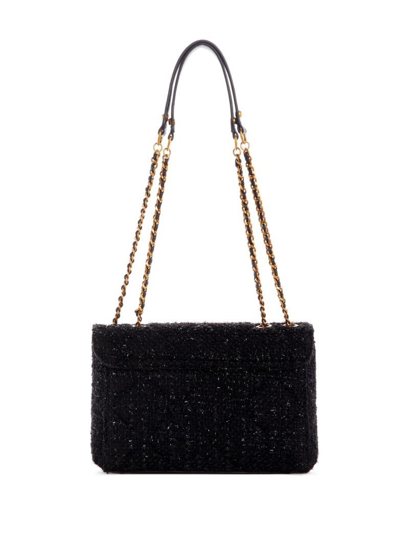 Guess Cessily Tweed Convertible Women's Crossbody Bags Black | 3761-OXSMW