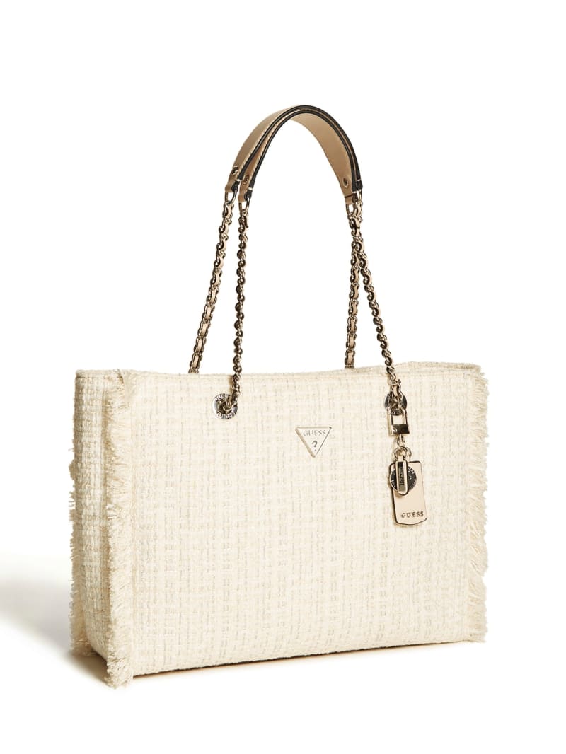 Guess Cessily Tweed Women's Tote Bags Whit | 3961-JMRPD