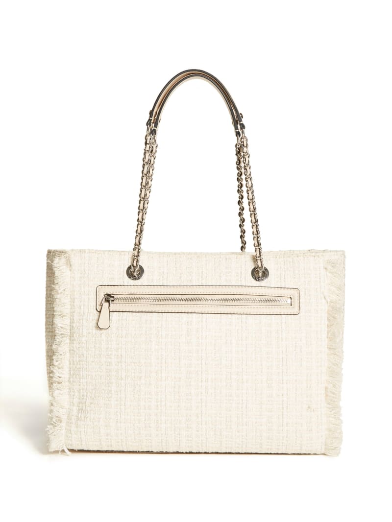 Guess Cessily Tweed Women's Tote Bags Whit | 3961-JMRPD