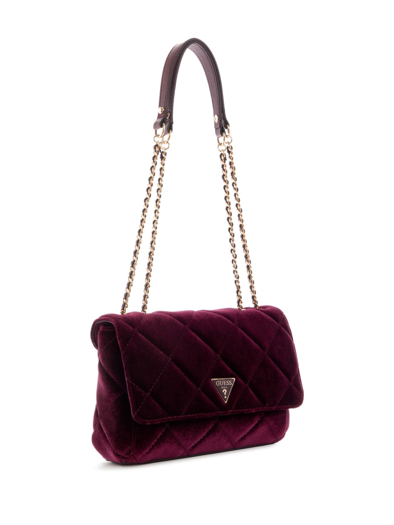 Guess Cessily Velvet Convertible Women's Crossbody Bags Burgundy | 1574-OYKVM