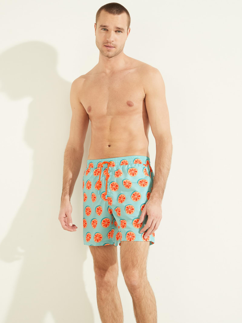 Guess Citrus Woven Swim Trunks Men's Swimwear Lemon | 0968-GWCUX