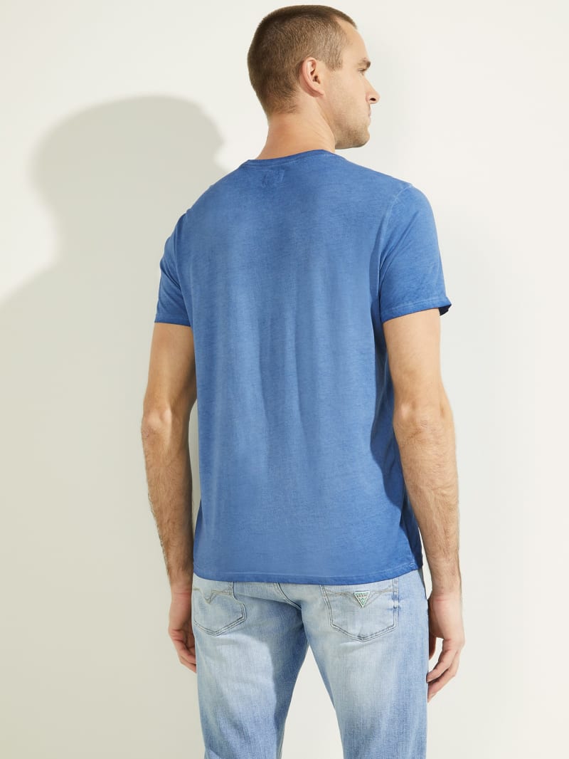 Guess Classic Pima Washed Logo Tee Men's T Shirts Blue | 0268-HSZPG