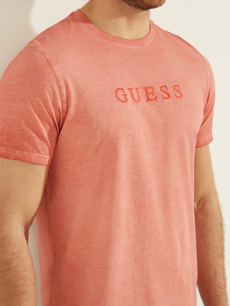 Guess Classic Pima Washed Logo Tee Men's T Shirts Orange | 3096-GRZOT