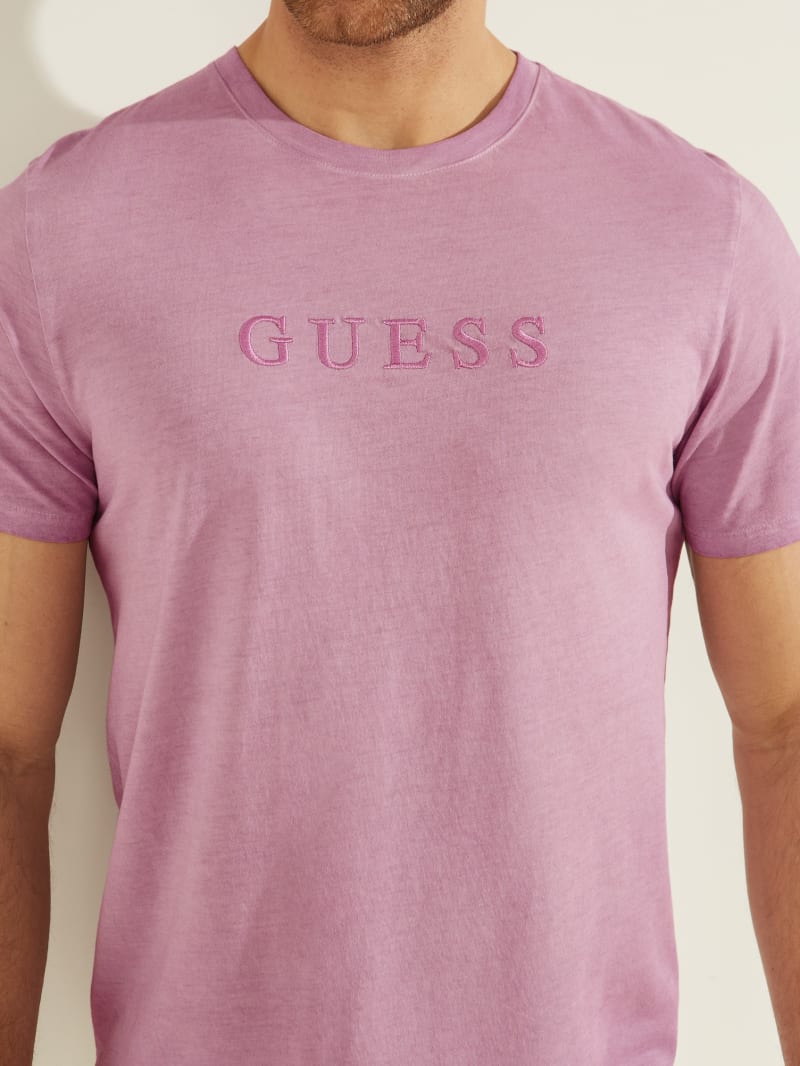 Guess Classic Pima Washed Logo Tee Men's T Shirts Purple | 5871-BSDYW