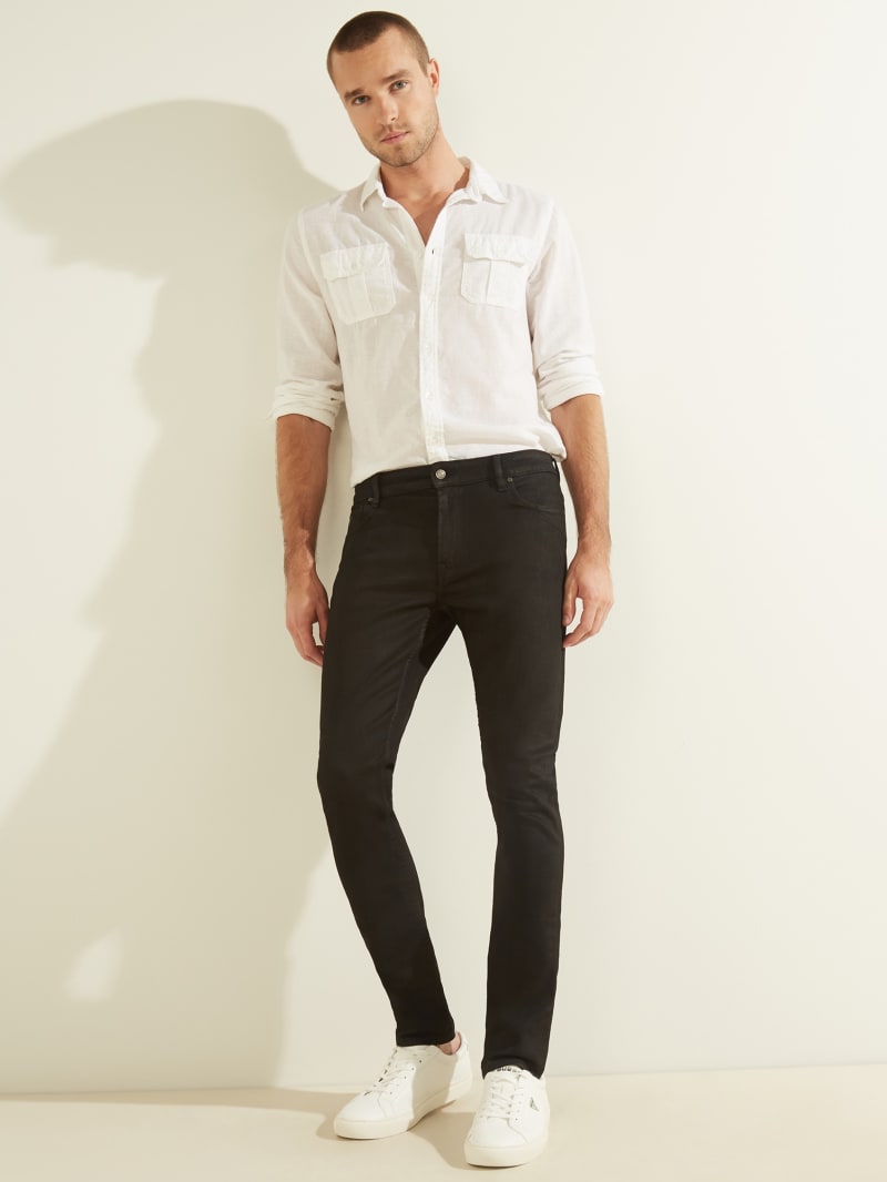 Guess Coated Skinny Men's Pants Black | 9608-DZFVW