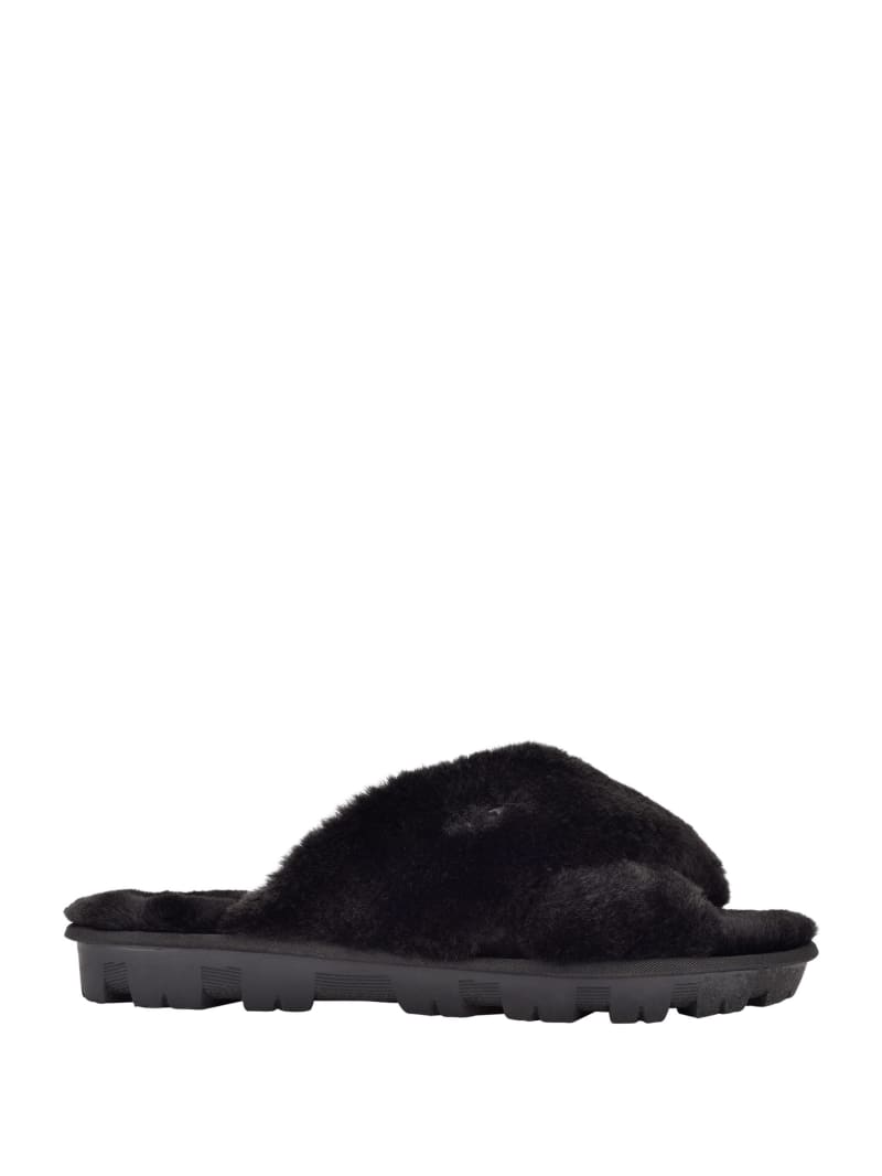 Guess Crisscross Fur Slipper Women's Sandals Black | 2639-XNEHB