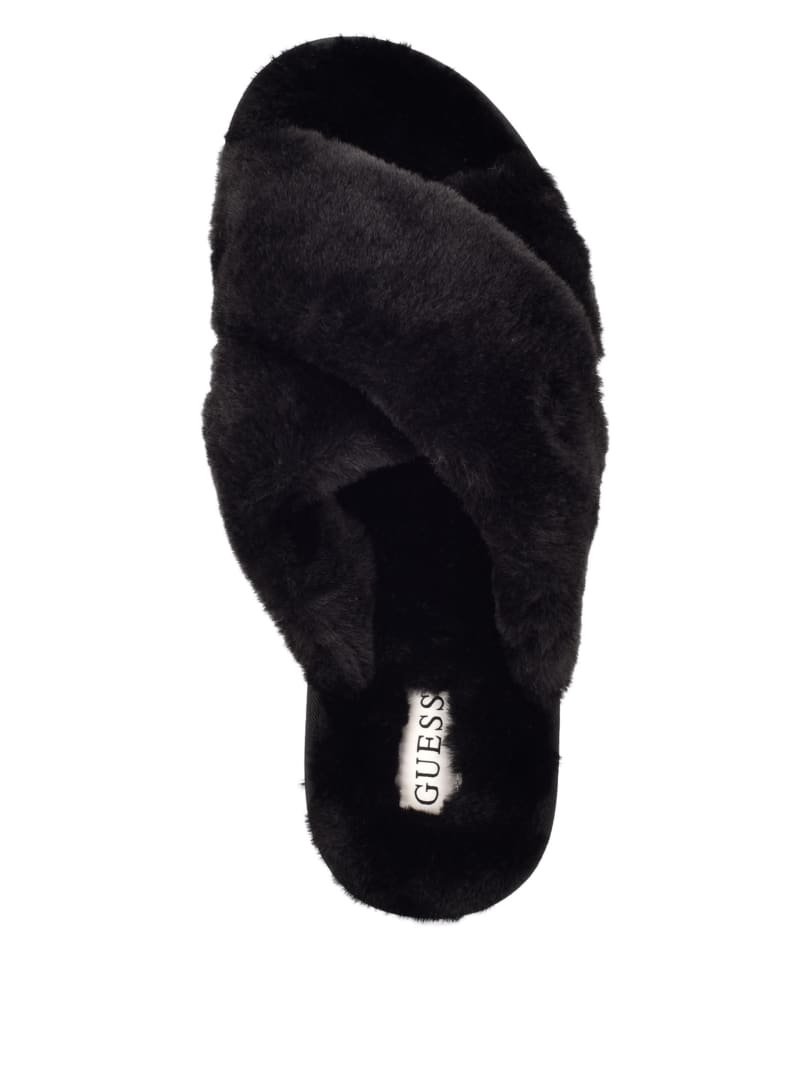 Guess Crisscross Fur Slipper Women's Sandals Black | 2639-XNEHB