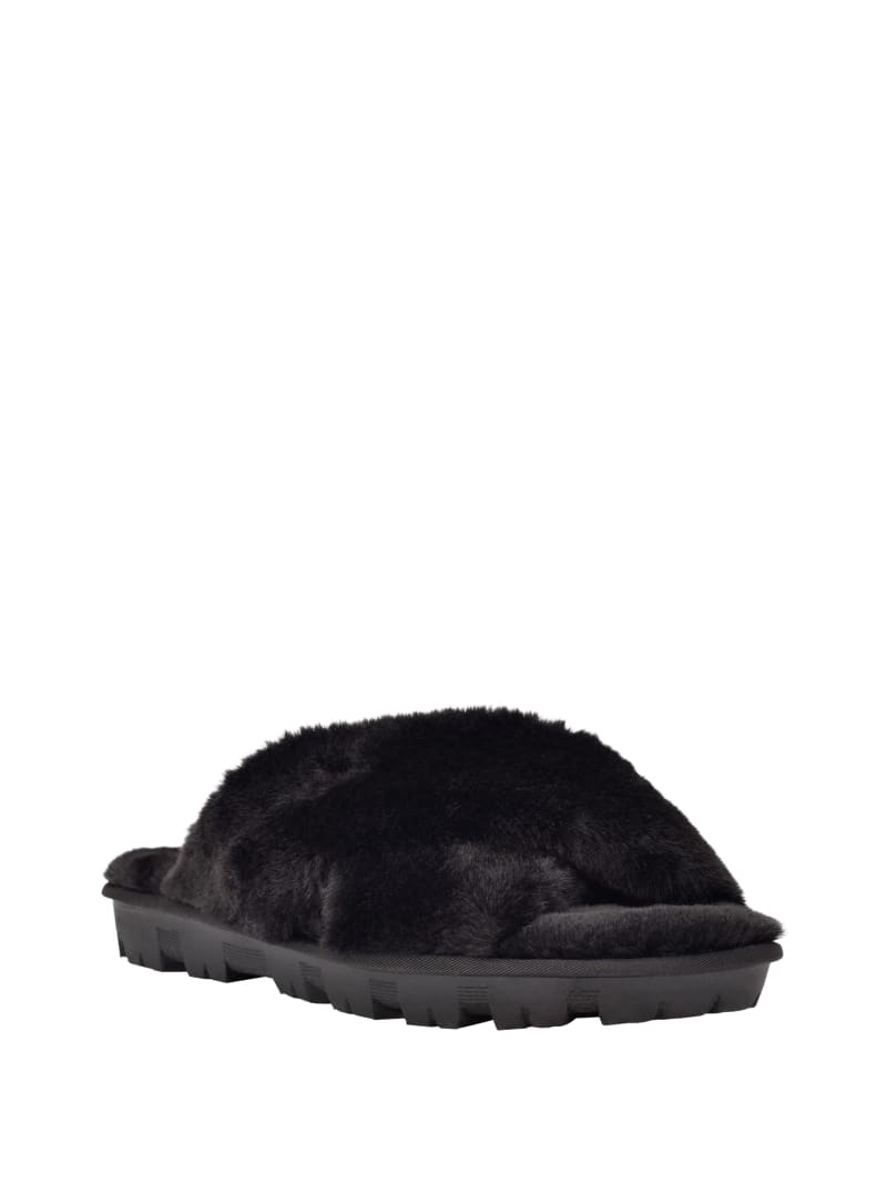 Guess Crisscross Fur Slipper Women\'s Sandals Black | 2639-XNEHB