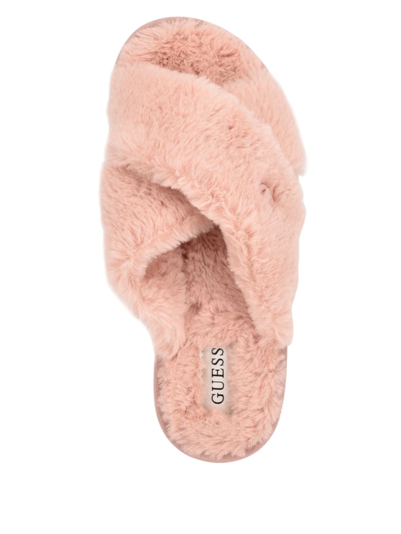 Guess Crisscross Fur Slipper Women's Sandals Light Pink | 5782-CPUZT