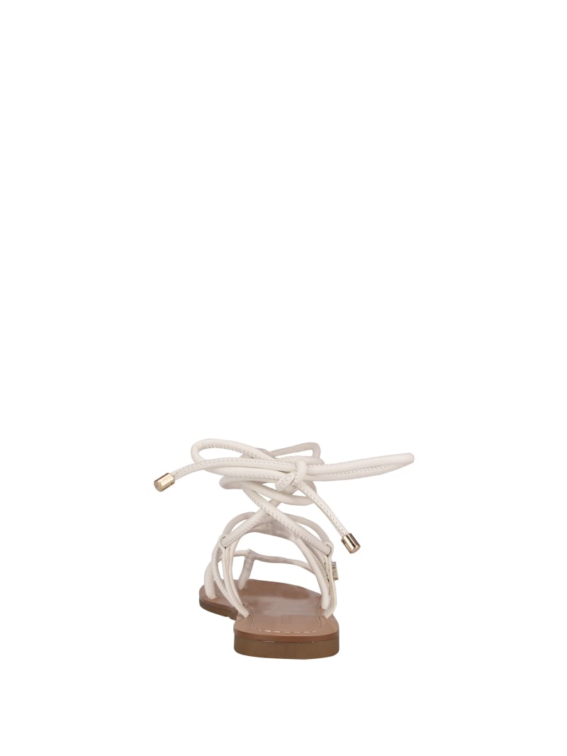 Guess Cristen Lace-Up Flat Women's Sandals White | 9760-JOXGQ