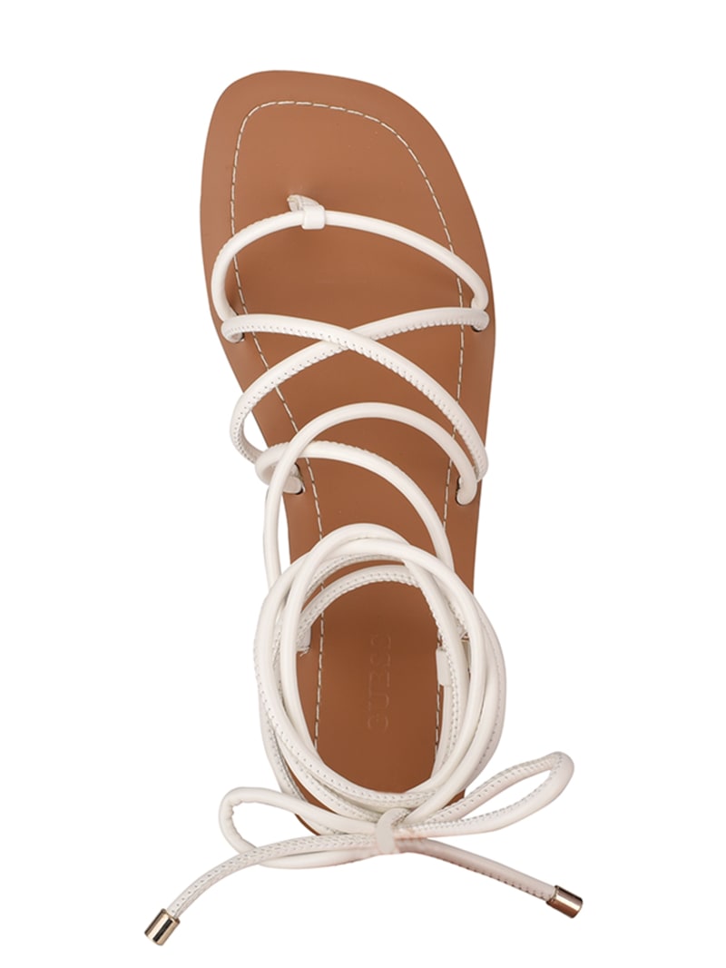 Guess Cristen Lace-Up Flat Women's Sandals White | 9760-JOXGQ