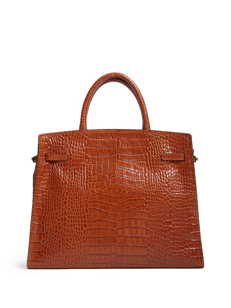 Guess Cristina Croc Leather Women's Satchel Bags Brown | 0598-VRYSF