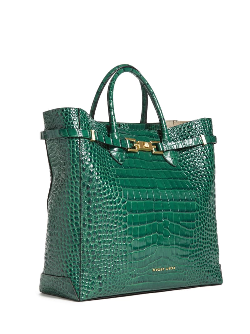 Guess Cristina Croc Leather Women's Tote Bags Green | 3918-FZVKB