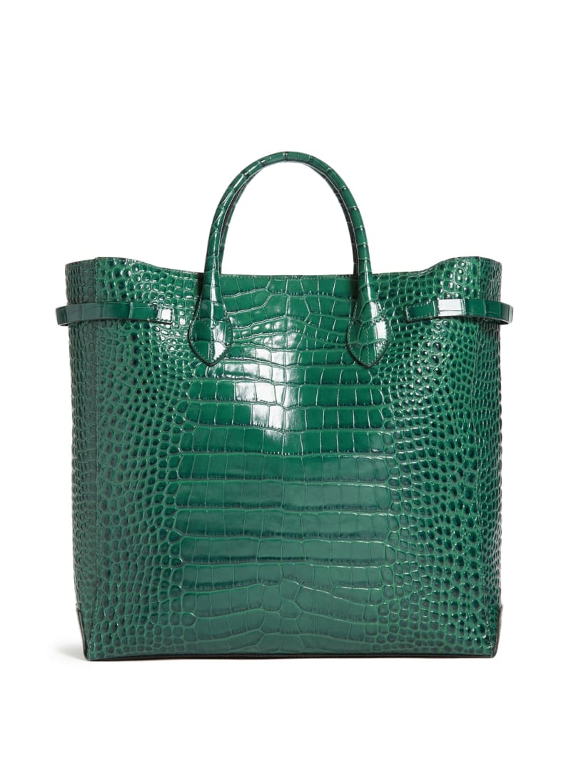 Guess Cristina Croc Leather Women's Tote Bags Green | 3918-FZVKB