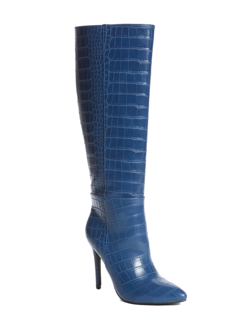 Guess Croc Knee-High Women\'s Boots Blue | 8465-JQOCL