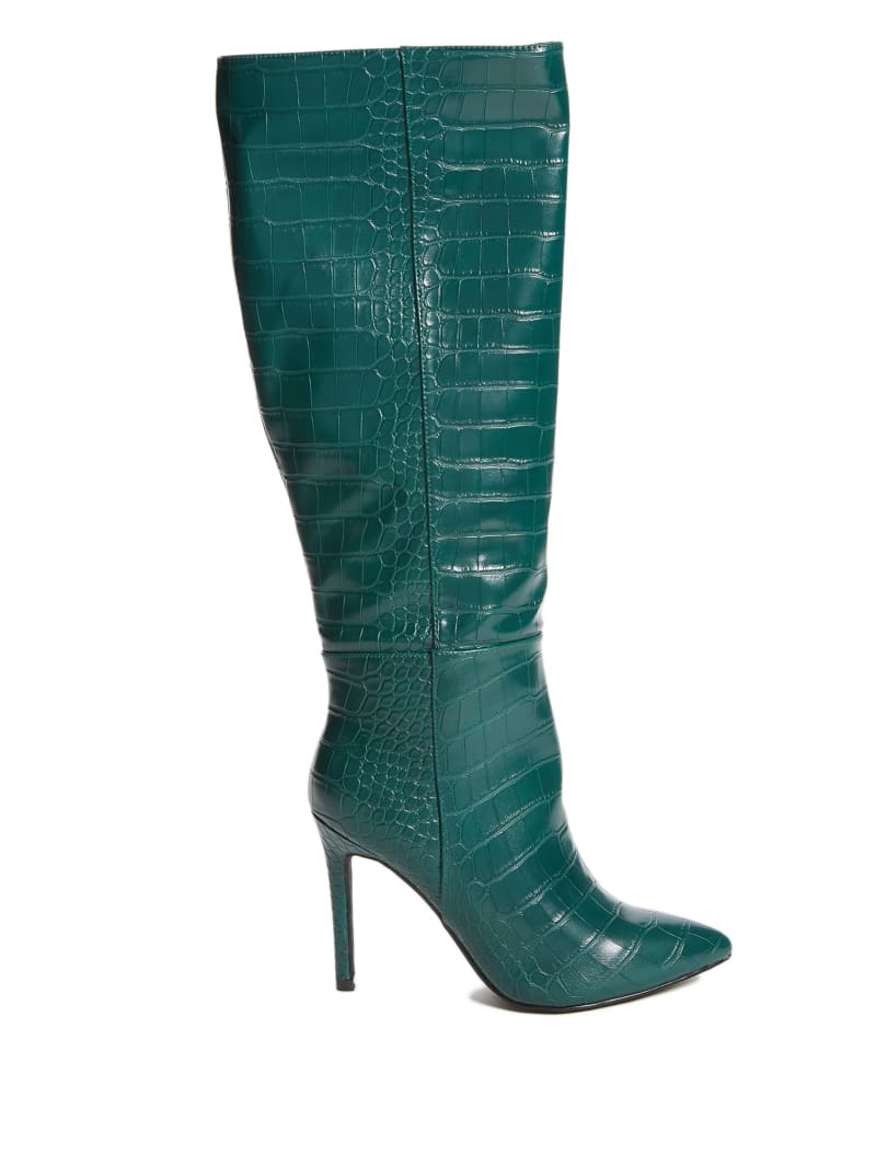 Guess Croc Knee-High Women's Boots Green | 1374-ZKJXM