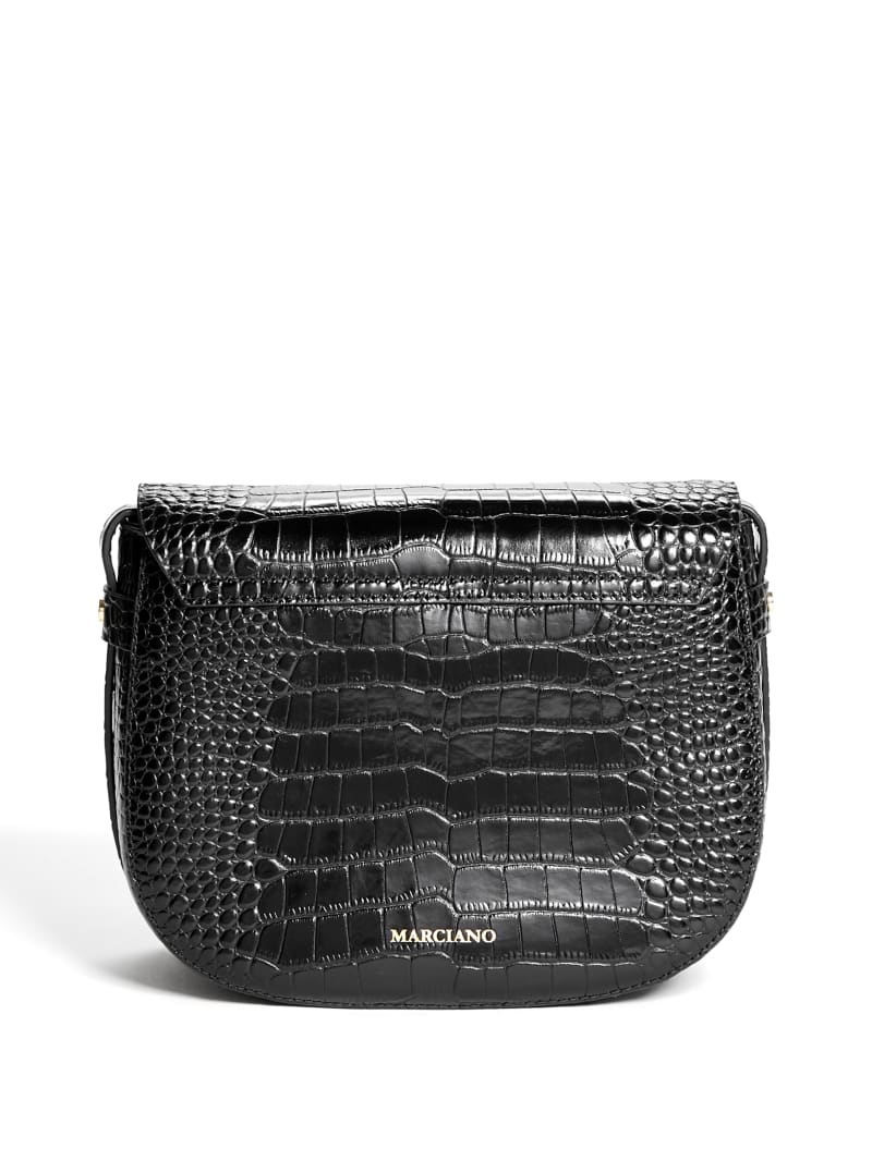 Guess Crocodile Saddle Women's Handbag Black | 3807-JIVGB