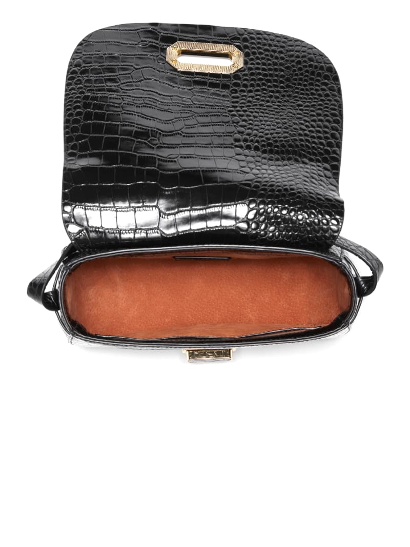 Guess Crocodile Saddle Women's Handbag Black | 3807-JIVGB