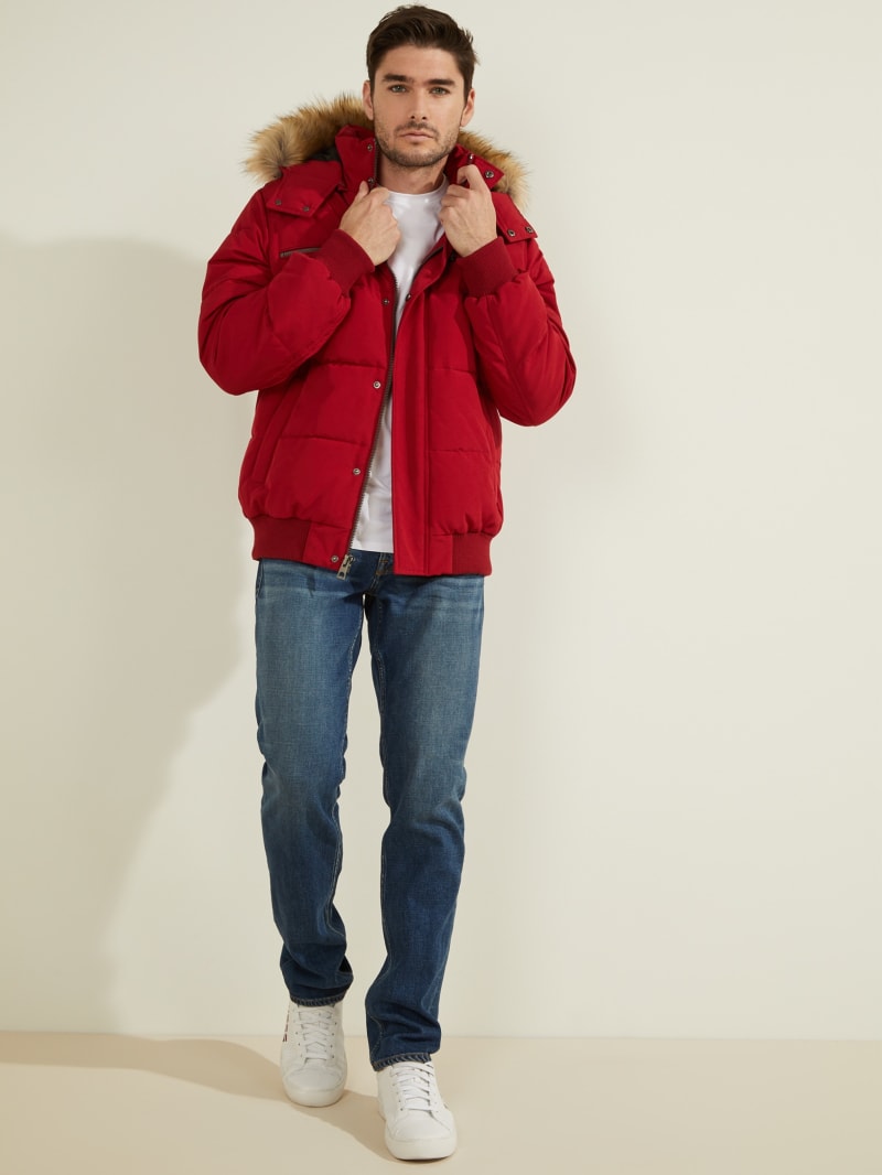 Guess David Puffer Men's Jackets Red | 5319-KPNCS